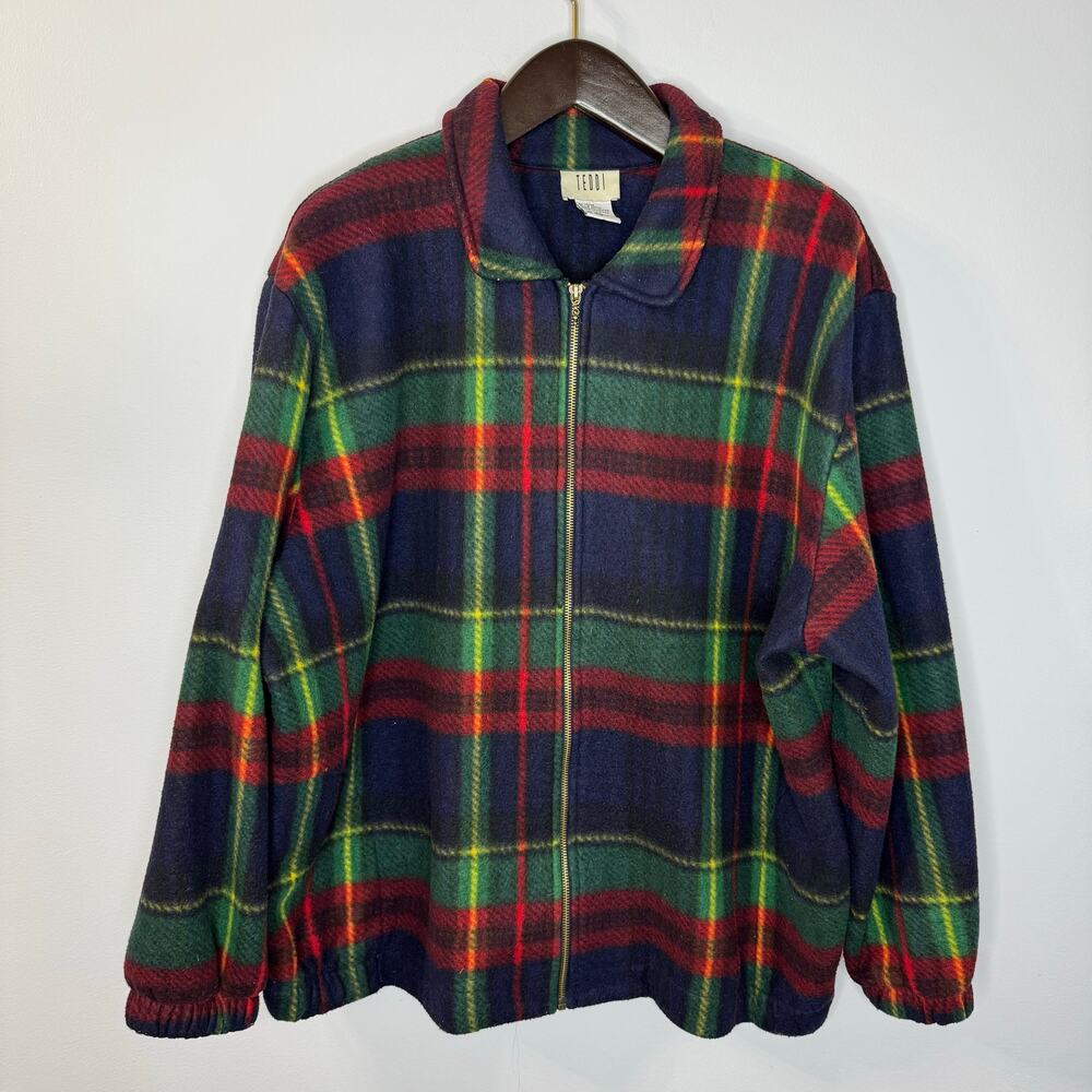 Vintage Teddi Full Zip Fleece Plaid Multi Jacket Full Zip Women's 2X - Picture 8 of 9